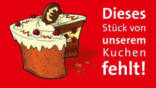 Dies St&uuml;ck von unserem Kuchen fehlt! - Postkarte zum Frauentag