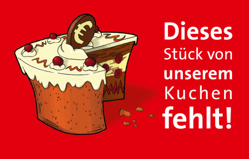 Dies St&uuml;ck von unserem Kuchen fehlt! - Postkarte zum Frauentag